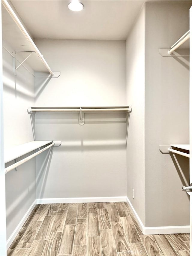 walk in closet with hardwood / wood-style floors