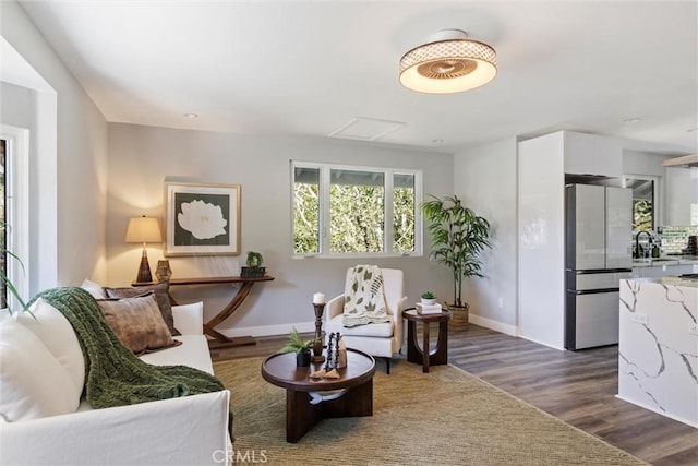 3078 Wilton Dr, Cambria, CA 93428 - sitting room with dark wood-type flooring and baseboards
