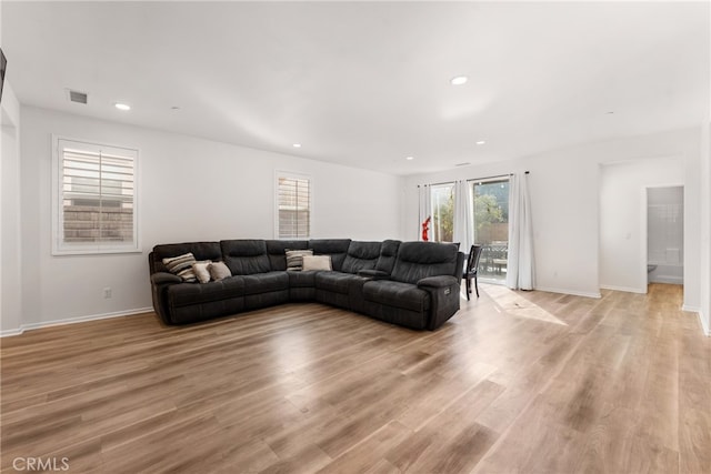 living room featuring light hardwood / wood-style floors