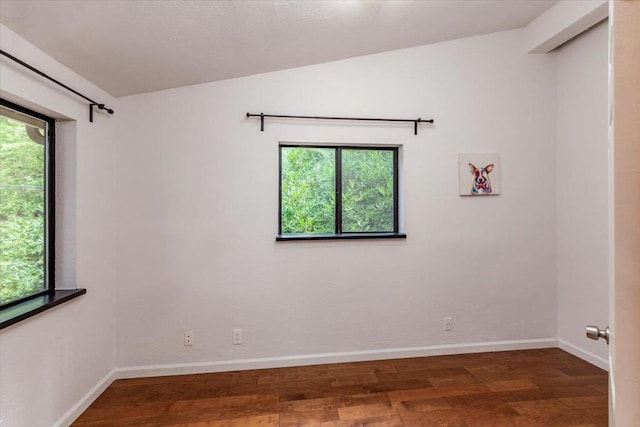 unfurnished room with dark wood-type flooring and plenty of natural light