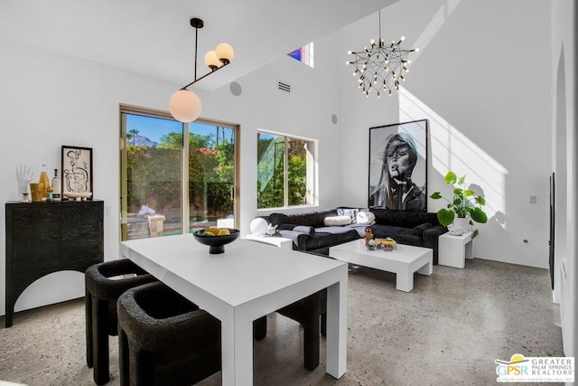 dining room featuring a chandelier