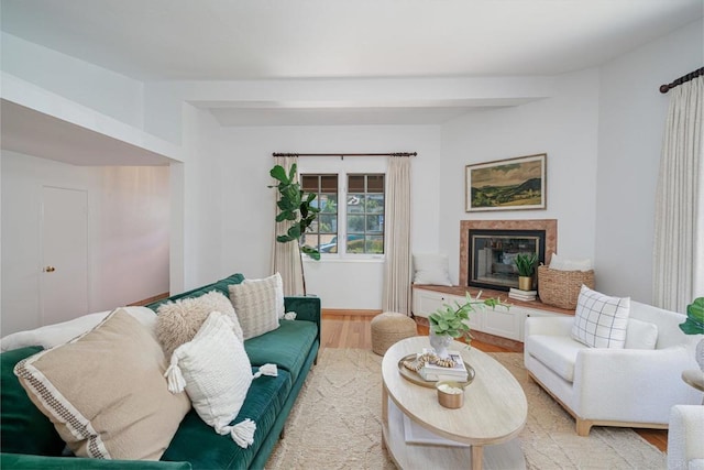 living room with light wood-type flooring