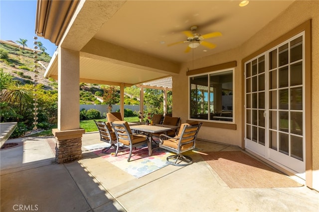 view of patio / terrace with ceiling fan