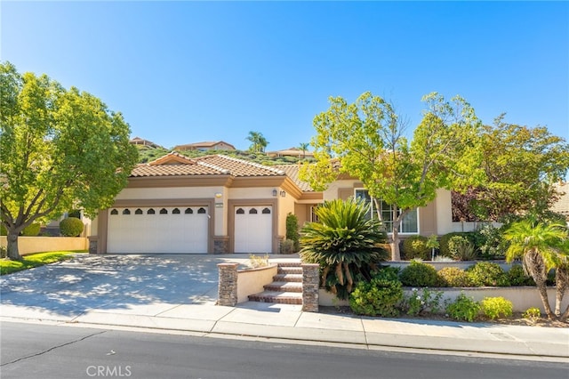 view of front of property with a garage