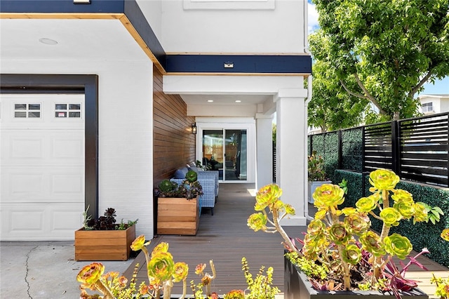 property entrance featuring a garage