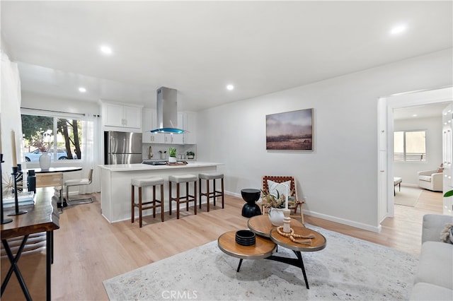 living room with light wood-type flooring