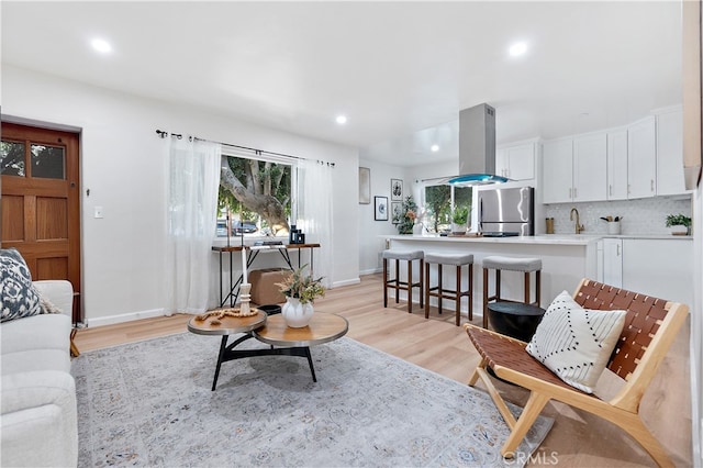 living room featuring light hardwood / wood-style floors