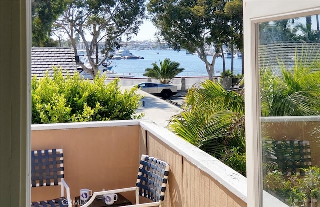 balcony with a water view