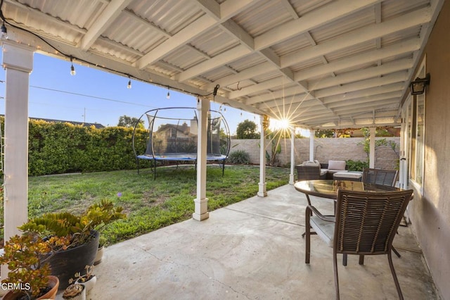 view of patio / terrace featuring a trampoline