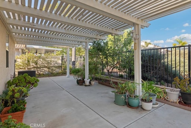 view of patio featuring a pergola