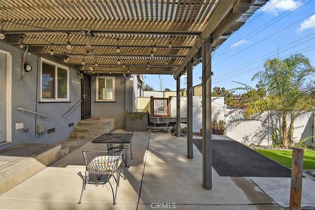 view of patio featuring a pergola