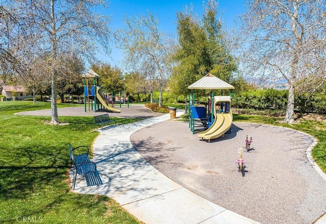 view of play area featuring a yard