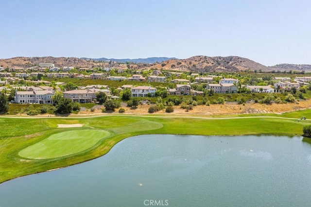 aerial view with a water and mountain view