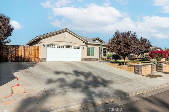 single story home with a garage