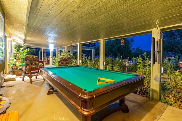 game room featuring concrete flooring and pool table