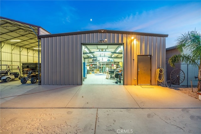 view of outdoor structure with a garage