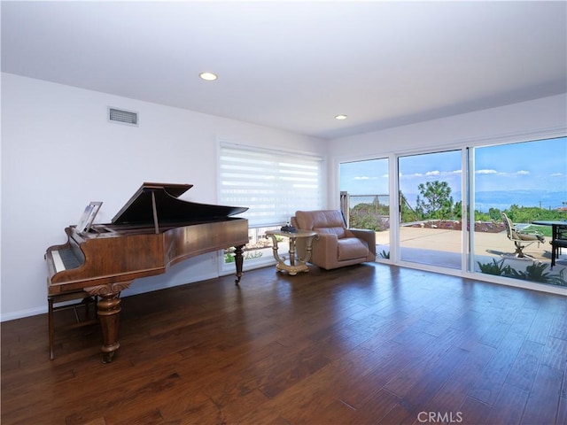 sitting room featuring dark hardwood / wood-style flooring