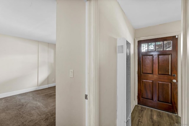 view of carpeted foyer entrance