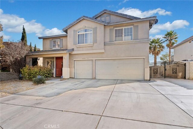 front facade with a garage