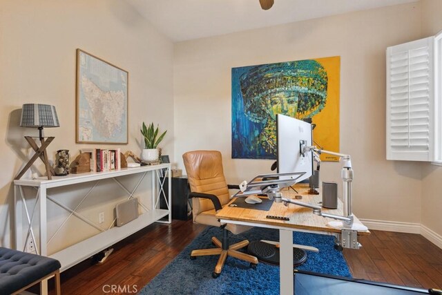 office featuring dark wood-type flooring