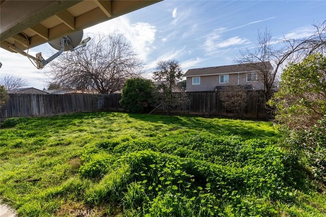 view of yard featuring a fenced backyard