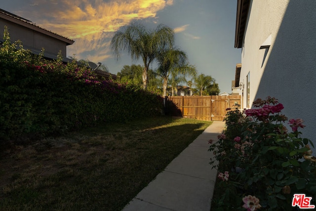 view of yard at dusk