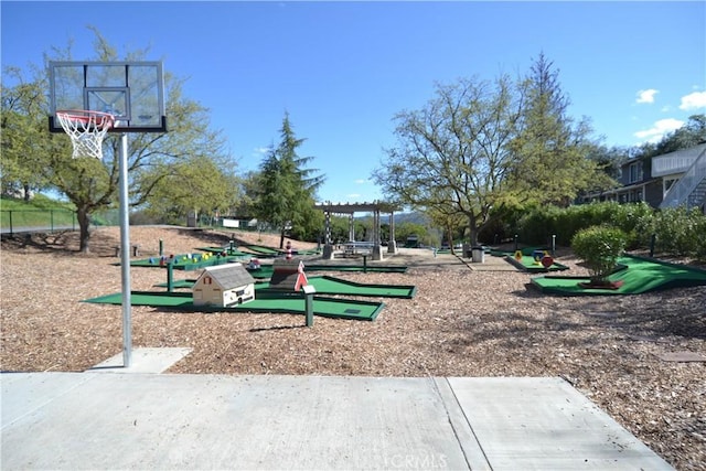 exterior space with a pergola