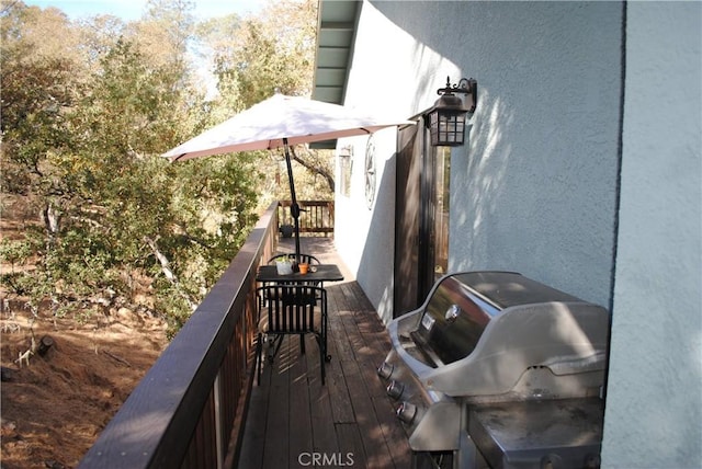 deck featuring grilling area