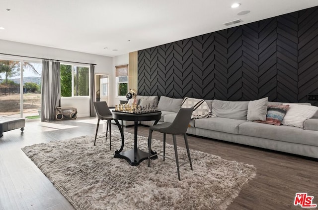 living room with hardwood / wood-style flooring