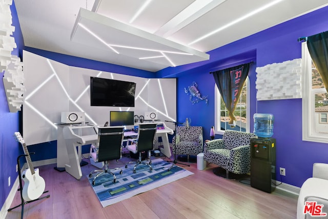 playroom featuring wood-type flooring and plenty of natural light