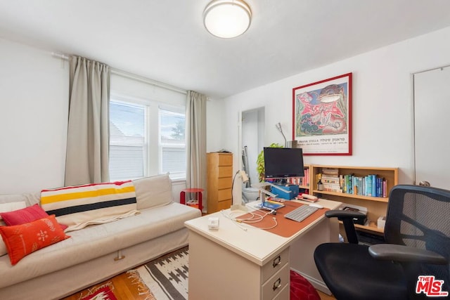 office with hardwood / wood-style floors