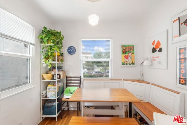 dining room featuring light hardwood / wood-style floors and breakfast area