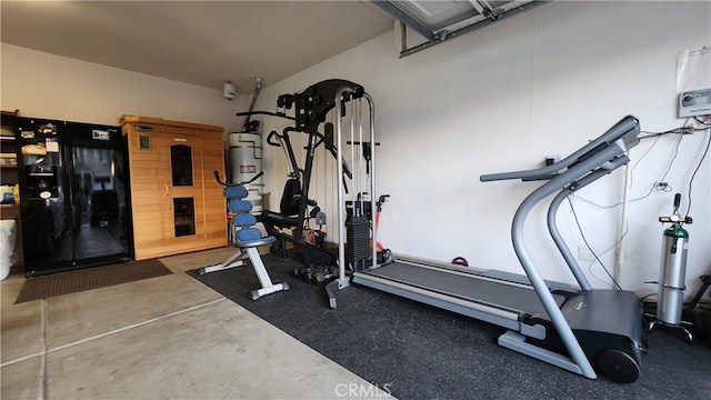 workout room with concrete floors