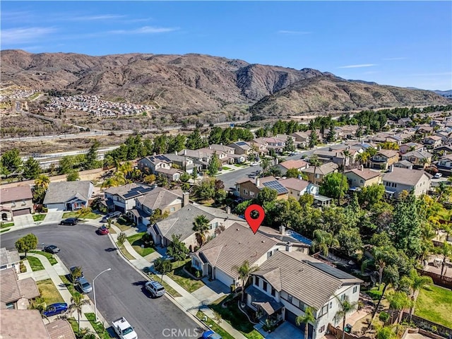 aerial view with a residential view and a mountain view