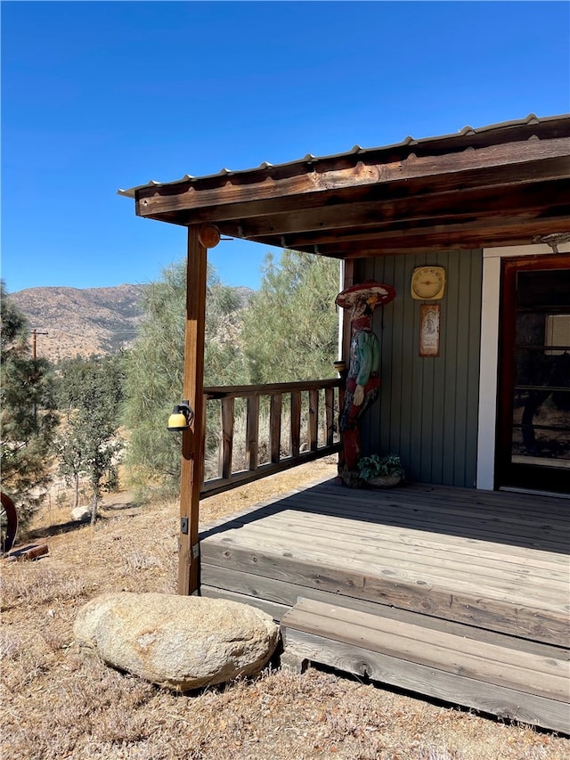 deck featuring a mountain view