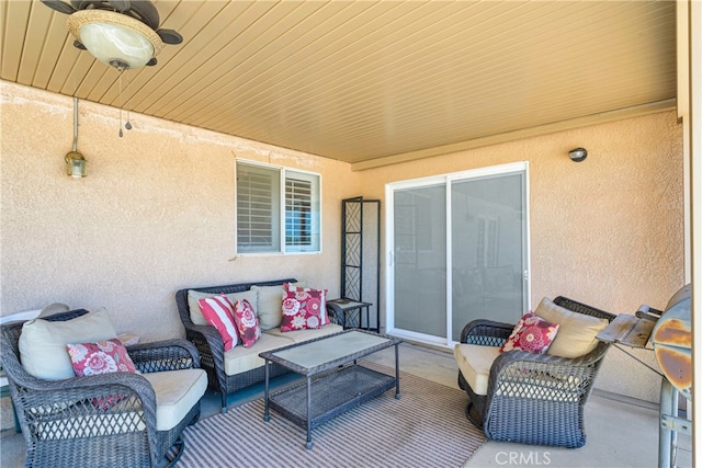 view of patio / terrace with an outdoor hangout area and ceiling fan