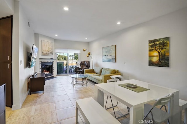 view of tiled living room