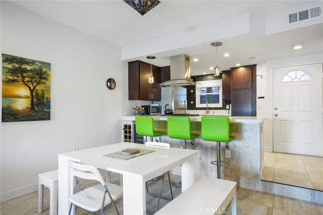 view of tiled dining room