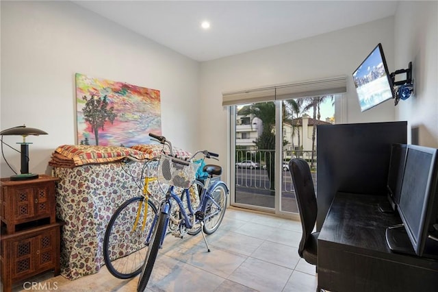 view of tiled home office