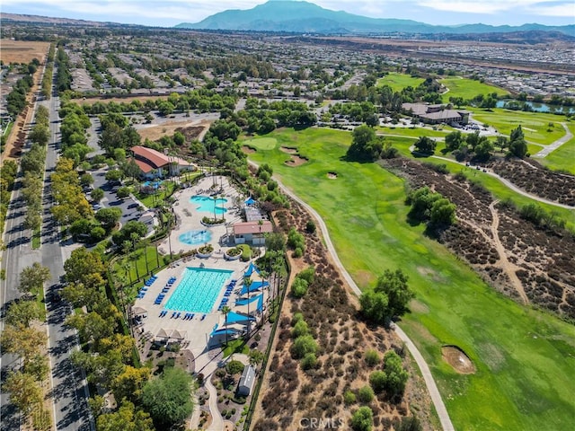 aerial view with a mountain view