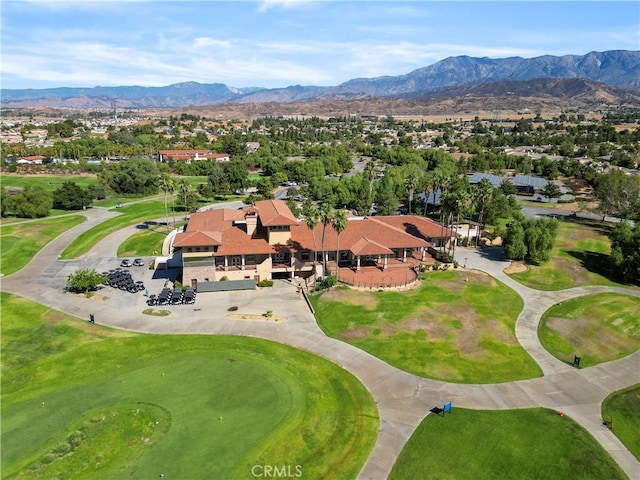 bird's eye view with a mountain view