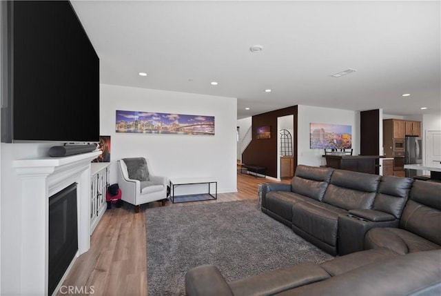 living room featuring light hardwood / wood-style flooring