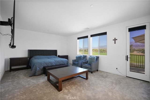 carpeted bedroom featuring access to exterior