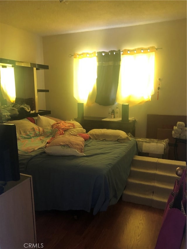 bedroom with wood-type flooring