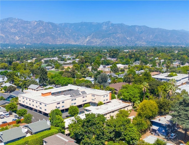 drone / aerial view featuring a mountain view