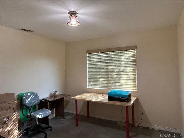 view of carpeted office space