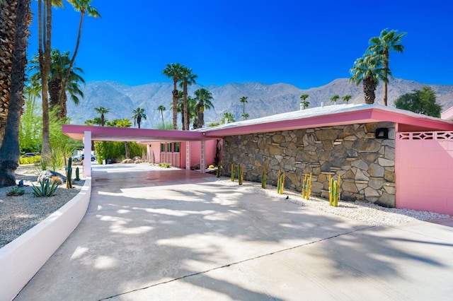 exterior space with a mountain view