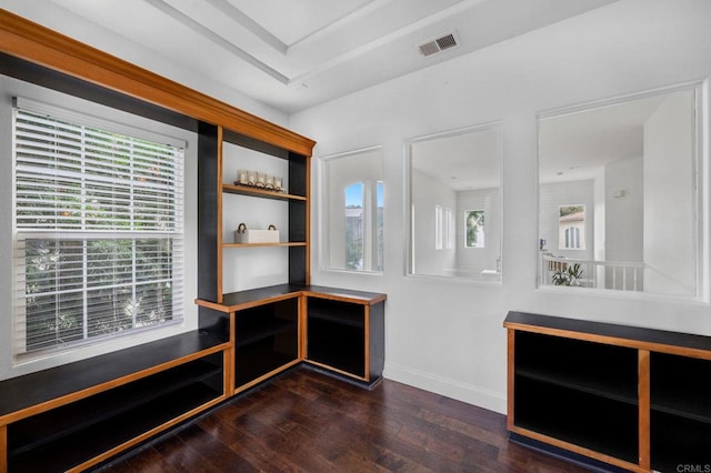 interior space with dark wood-type flooring