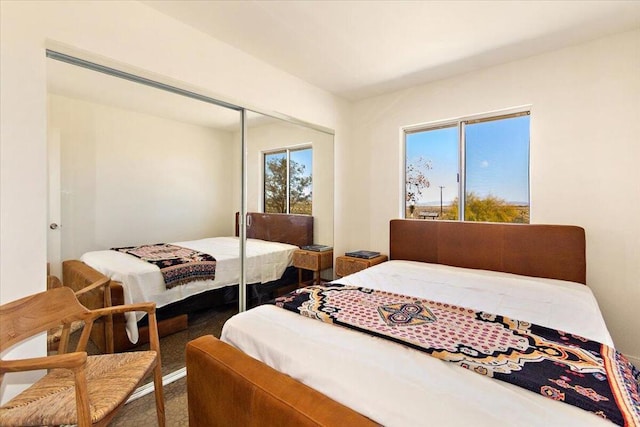 bedroom featuring carpet floors and a closet