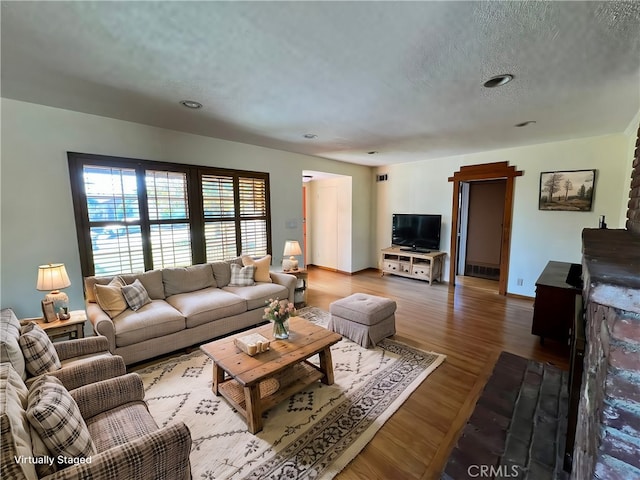 living room with hardwood / wood-style floors